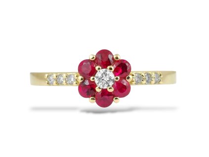 P 042 ZDR prsten zlato diamant rubin