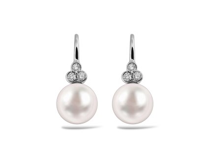 N 035 BKDPB nausnice zlato diamant perla bílá