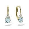 Náušnice s akvamaríny a diamanty žluté zlato