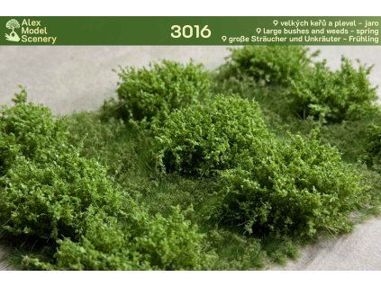 9 velkých keřů a plevel - světle zelená