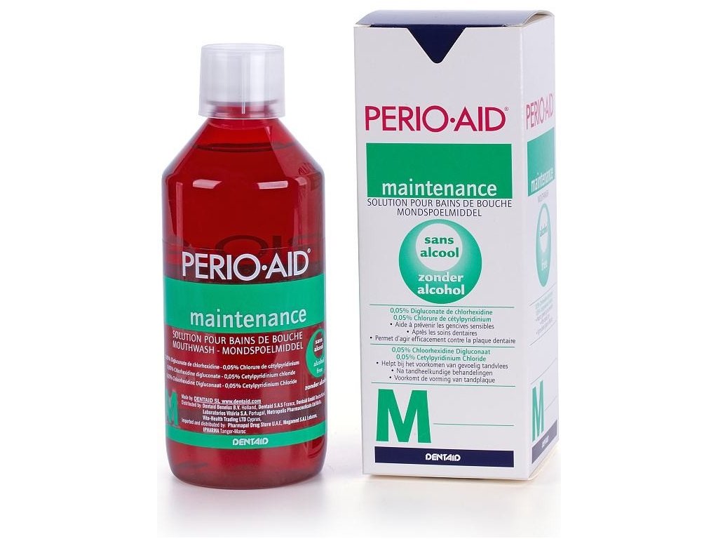 Ústní výplach PERIO AID Active Control s chlorhexidinem 0,05% 500 ml.