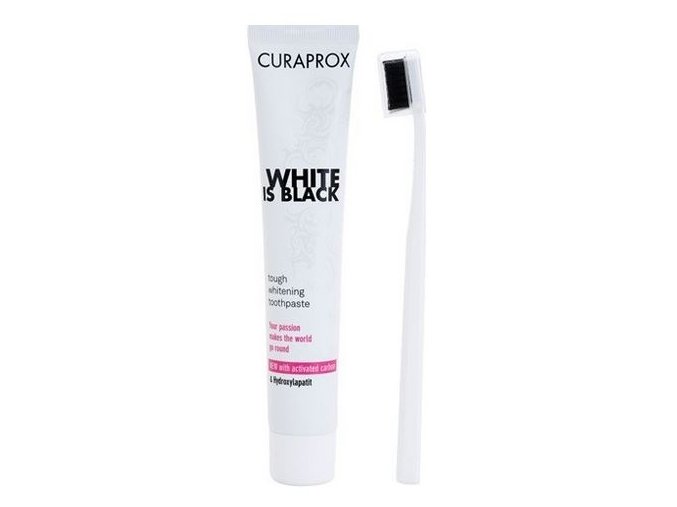 Bělící zubní pasta s enzymy Curaprox White is Black + kartáček Curaprox CS 5460 ultrasoft