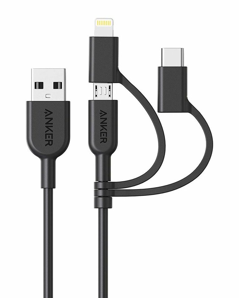 Anker PowerLine II 3v1 (microUSB, USB-C, Lightning) kabel