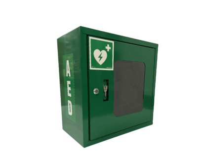 Skříňka na defibrilátor (AED), zelená s alarmem na klíč