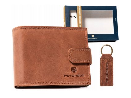 Dárkový set Peterson – pánská kožená peněženka s klíčenkou