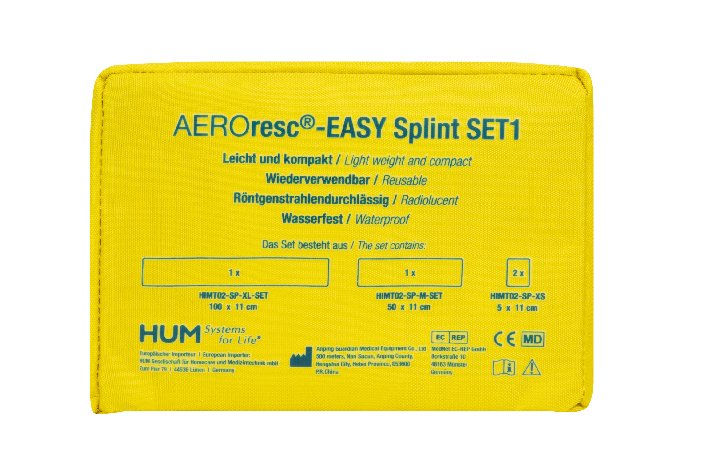 HUM  Německo AEROresc - EASY Splint - sada dlah v nylonovém pouzdře