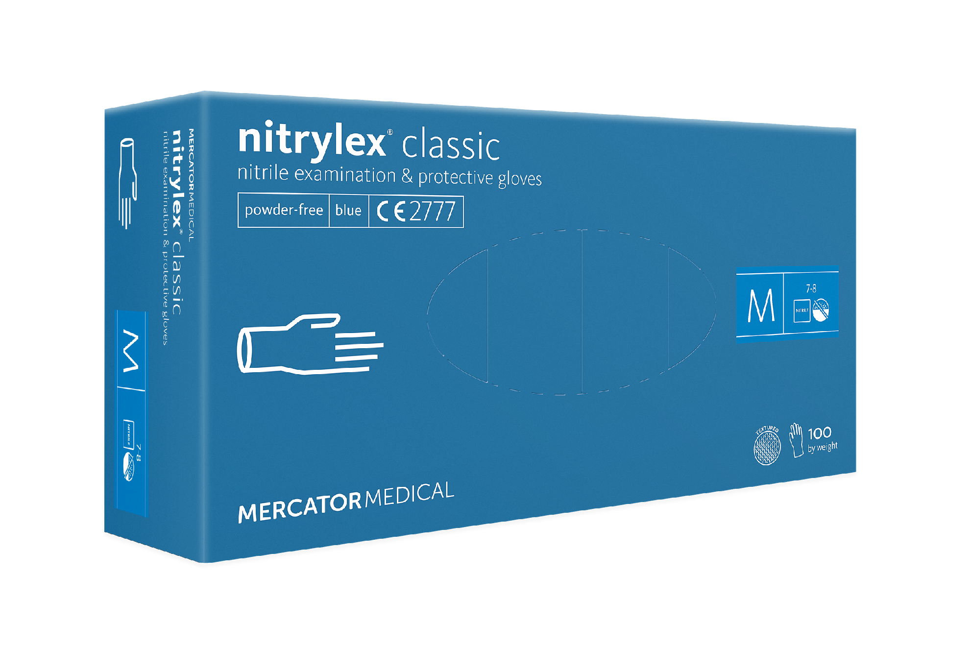 MERCATOR MEDICAL Nitrilové rukavice bez pudru, modré, nesterilní, 100ks Velikost: L