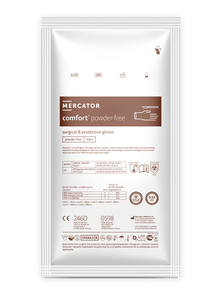 MERCATOR MEDICAL Sterilní rukavice MERCATOR - 1 ks (pár)- velikost 8, operační latexové bez pudru