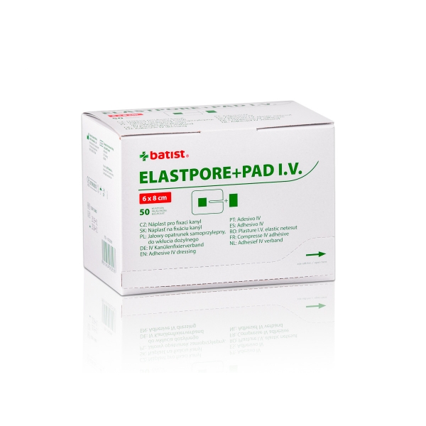 Náplast polštářková z NT ELASTPORE+PAD i.v. 6x8 cm, sterilní (50ks/bal)