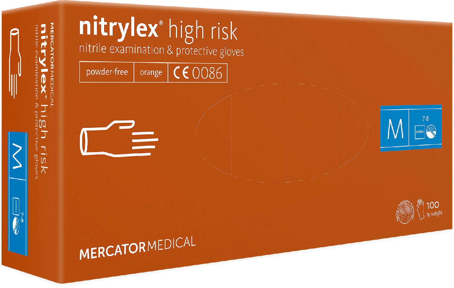 MERCATOR MEDICAL Nitrilové rukavice High Risk nitrilové, bez pudru 100ks Velikost: L