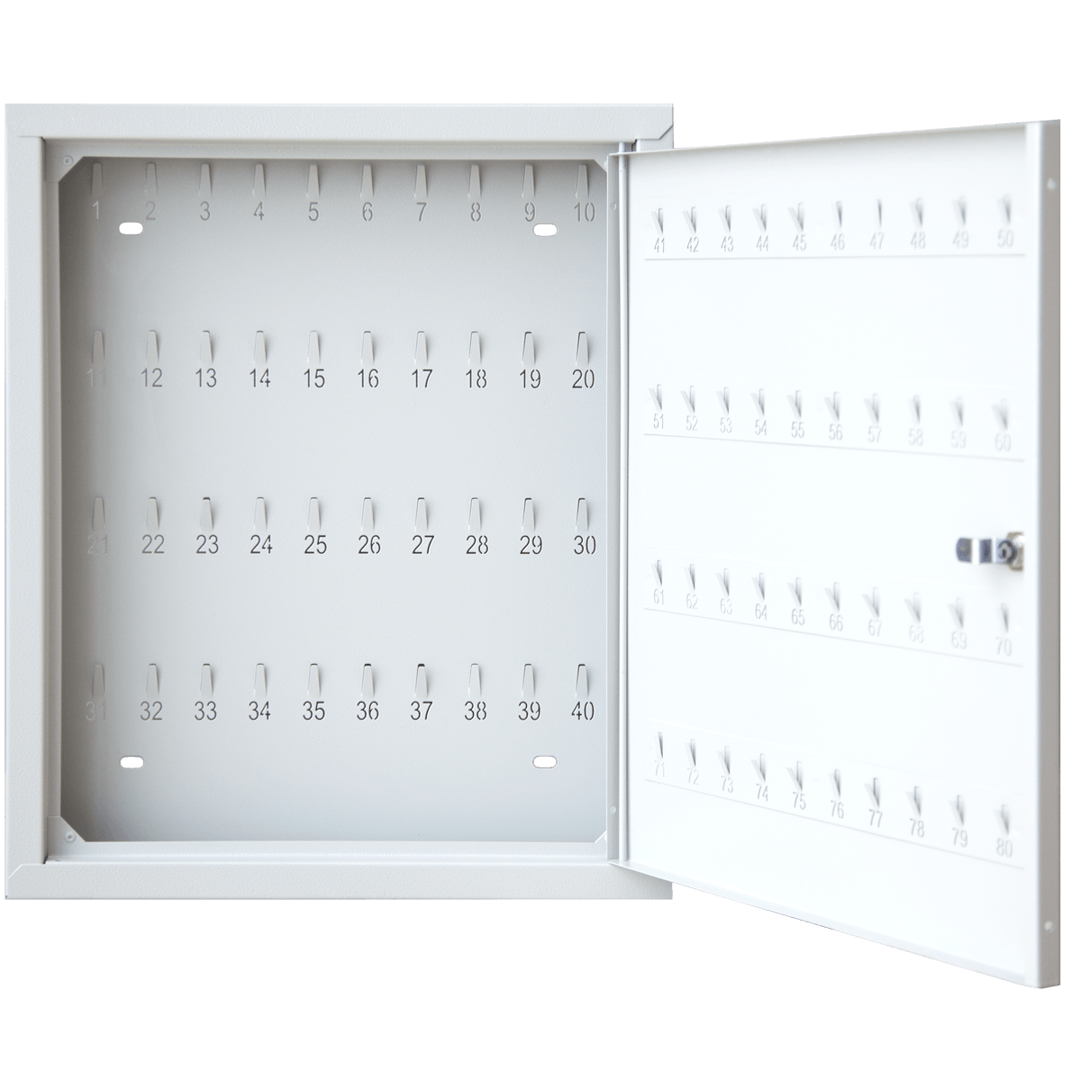 Skříňka na klíče, kovová - 10/20/30/40/80/100 háčků Počet klíčů: 80 KLÍČŮ