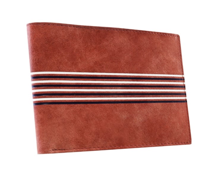 ROVICKY Pánská peněženka z přírodní kůže zdobená příčnými pruhy