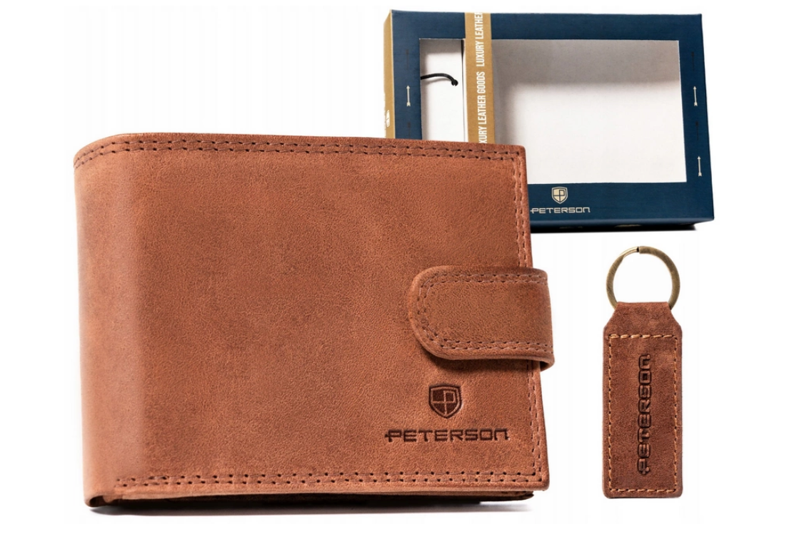 Dárkový set Peterson – pánská kožená peněženka s klíčenkou