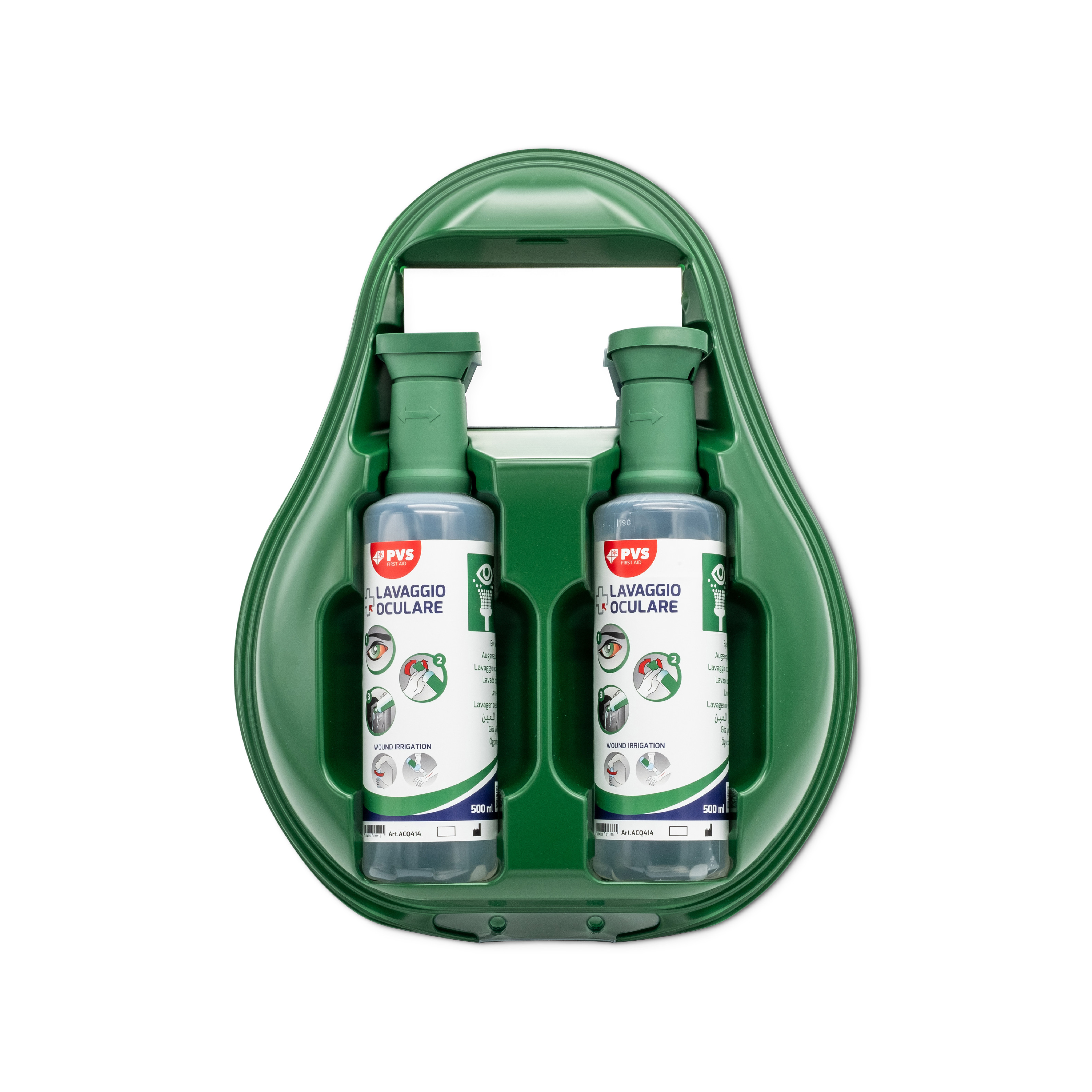 Nástěnný držák výplach očí s fyziologickým roztokem