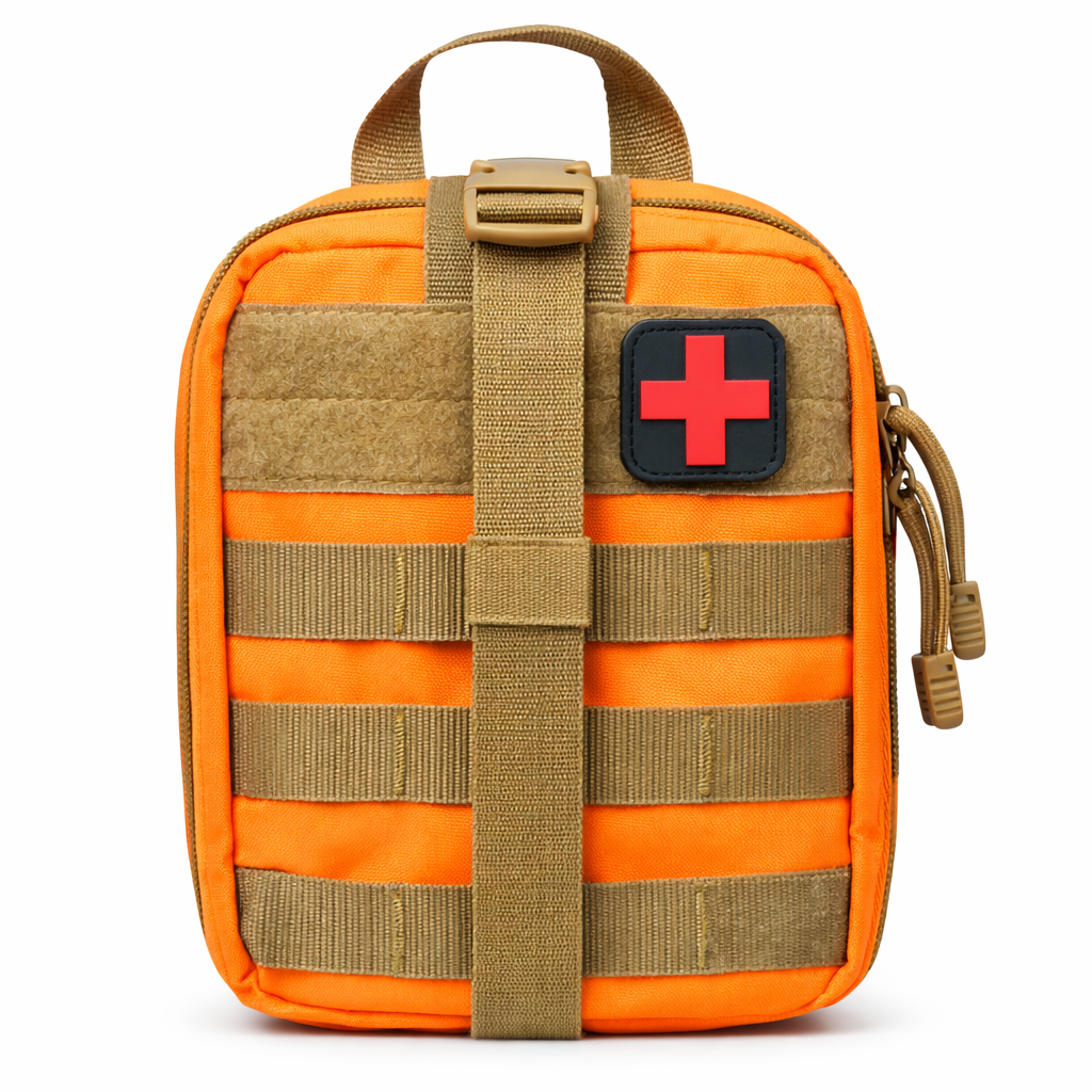 IFAK lékárnička 21 × 16 × 10 cm – voděodolné MOLLE pouzdro na první pomoc Barva: oranžová