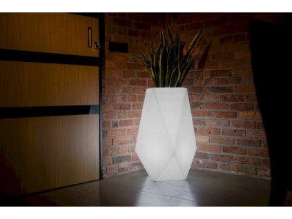 Vulkan-Blumentopf mit Beleuchtung, kaltweiß, weißes Kabel