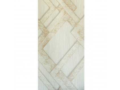 Vliestapete 0,53 x 10 m, 3D-geometrisches Muster S20512_2, beige mit goldenen Details