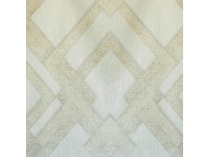 Muster einer Vliestapete, geometrisches 3D-Muster S20512_1, cremefarben mit grauen Details