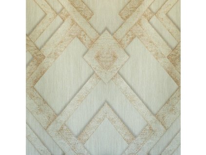 Muster einer Vliestapete, geometrisches 3D-Muster S20512_2, beige mit goldenen Details