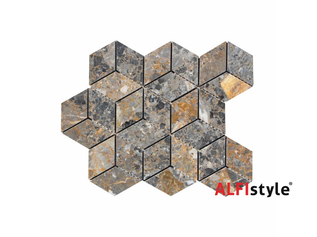Kamenná mozaika z mramoru, Diamant multicolor, 30,7x27,8x0,9 cm, NH201, Kus, II. Akosť