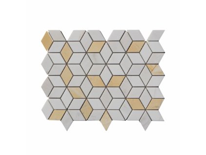 Kamenná mozaika z mramoru, Diamant bielo-žltý, 28,5x22,5x0,9 cm, NH202, Kus