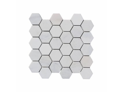 Kamenná mozaika z mramoru, Hexagon milky white, 30,7x30,5x0,9 cm, NH204, Kus