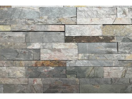 Kamenný obklad, bridlice multicolor II, 15x65 cm, hrúbka 0,8-1,5 cm, ES006