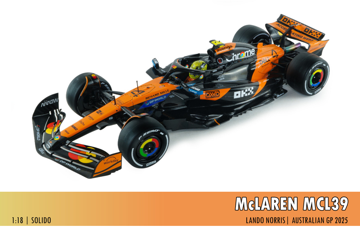 McLaren MCL39, Australian GP 2025, 1:18 Solido