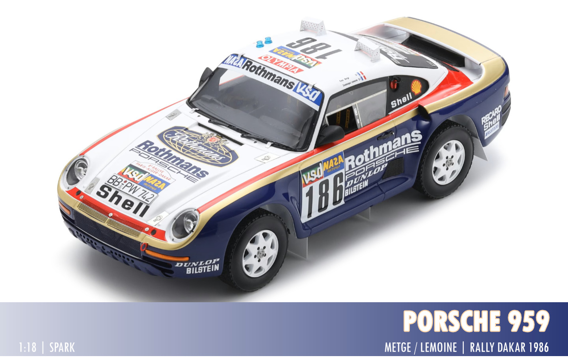 Porsche 959, Dakar 1986, 1:18 Spark