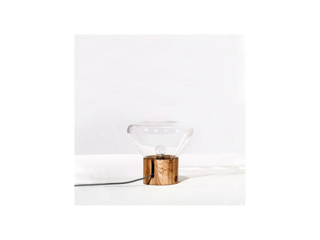 Stolní lampa MUFFINS BROKIS MINI PC910 (Barva skla triplex opál bílá, Povrch nosné části dub evropský voskovaný)