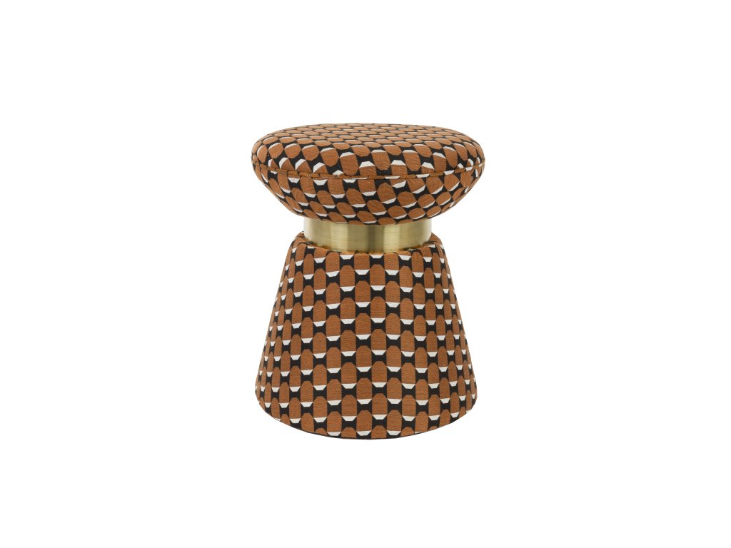 Stolička PIN WLL, výška 45 cm, polyester, kov a MDF, černohnědá