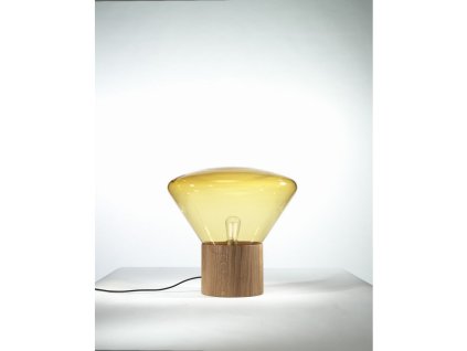 Stolní lampa MUFFINS BROKIS PC850 (Barva skla triplex opál bílá, Povrch nosné části dub evropský voskovaný)