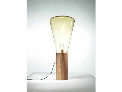 Stojací lampa MUFFINS BROKIS PC853 (Barva skla triplex opál bílá, Povrch nosné části dub evropský voskovaný)
