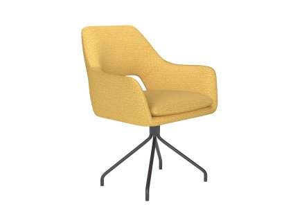 Jídelní otočná židle MOS WLL, kovové nohy "oblouk", žlutý látkový potah