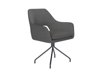 Jídelní otočná židle MOS WLL, kovové nohy "oblouk", tmavě šedý látkový potah