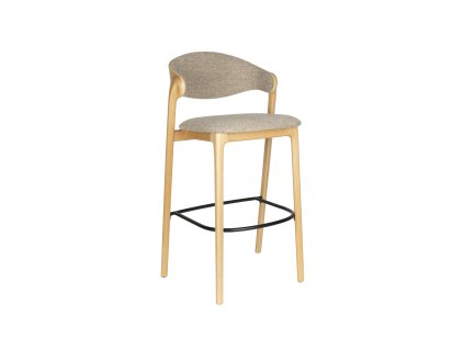 Barová židle BABINGTON Dutchbone, 91,5 cm, dřevo a polyester, přírodní, béžová