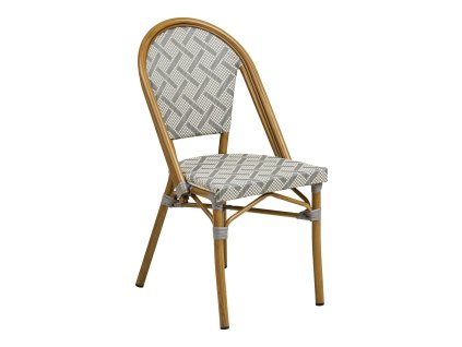 Jídelní židle LAURIA House Nordic, kov a textil, vzhled bambus, bílošedá