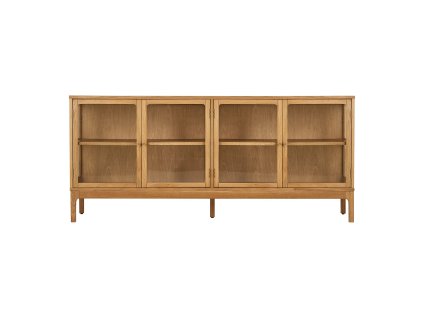 Komoda dřevěná prosklená ZAMORA House Nordic, 180 cm, hnědá