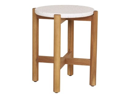 Odkládací stolek TERRACINA, House Nordic, průměr 37 cm, terrazzo a akácie