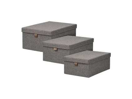 Úložné boxy NOTO House Nordic polyester, set 3 kusů, šedé