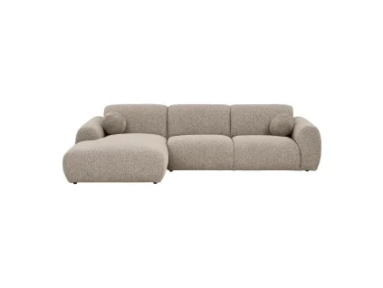 Rohová pohovka CLYDE trojmístná 300 cm, polyester šedý, levá