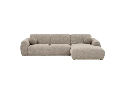 Rohová pohovka CLYDE trojmístná 300 cm, polyester šedý, pravá