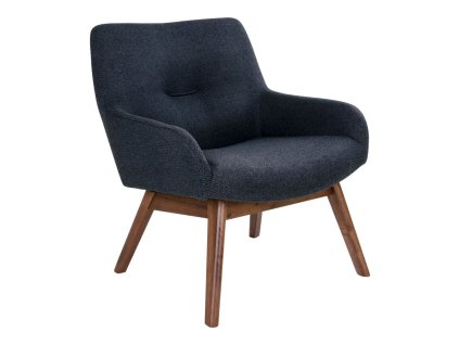 Křeslo LONDON LOUNGE tmavě modré, nohy ořech