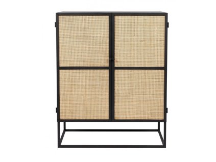 6721 11 skrinka komoda nizka guuji wll 80x100 cm cerna prirodni ratan