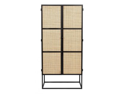 6724 13 skrinka komoda vysoka guuji wll 70x145 cm cerna prirodni ratan