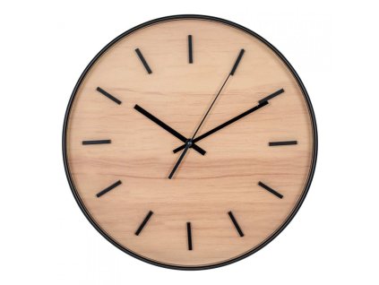 7171 2 hodiny nastenne camden house nordic 35 cm plast prirodni a cerny sklo