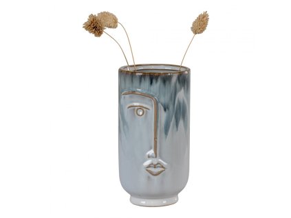 7336 4 vaza keramicka kulata face 9 5x17 cm 2 barevna modra