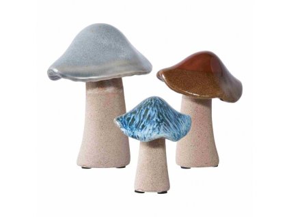 7360 6 dekoracni houby svampe house nordic set 3 ks barevna keramika