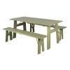Zahradní dřevěný set AVENUE Zuiver, stůl a 2 lavice, zelený