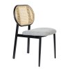 Jídelní židle čalouněná SPIKE ZUIVER, šedá s ratanovým opěradlem